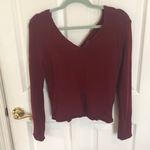 Neely Sweaters - Neely Woven Back Maroon Sweater